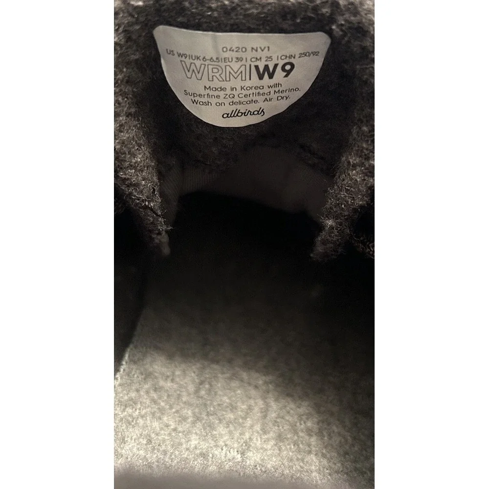 Allbirds Wool Runner Mizzles Merino Wool Lace Up Women's Size‎ 9 Gray Comfort